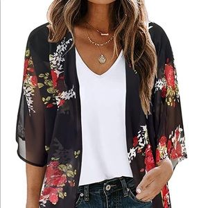 NWOT Women's Floral Print Kimono Sheer Cover Up
